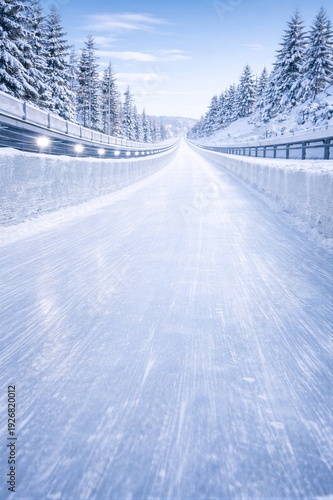 Winter Luge Track in Snowy Landscape
