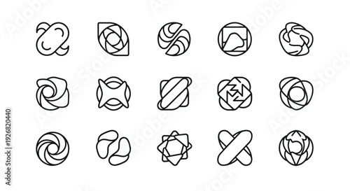 Abstract geometric shapes logo design elements set