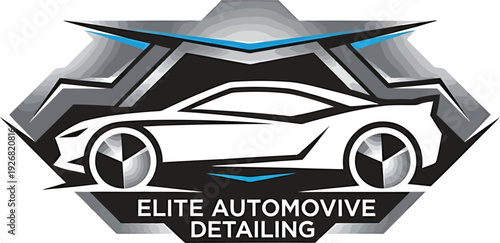 Elite automotive detailing and sports car shield logo design