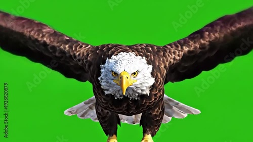 Bald Eagle Flying with Outstretched Wings.