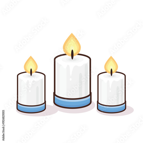 White candle light illustration vector cartoon.