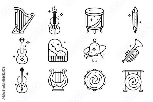 Piano guitar vector cello starlight ethereal nebula icon icons instrument harp prism