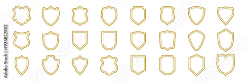 Luxury gold shield frame collection, elegant heraldic badge templates.