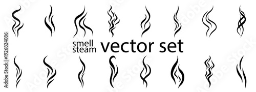 Steam line doodle with smell smoke icon for coffee logo warm. Fart scent bad with aroma tea cook for vector hot illustration. Cooking vapour steam with handwriting smell flame for smoke effect flow
