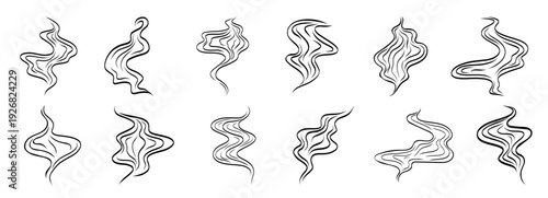 Steam line heat for smell smoke doodle and icon coffee logo. Scent bad aroma for tea cook vector and hot illustration fart. Steam vapour simple for smell breath flame and smoke effect flow