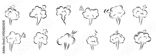 Steam line fart and smell smoke doodle with icon coffee logo. Warm scent bad and aroma tea cook with vector hot illustration. Cooking steam simple and handwriting smell flame with symbol smoke flow