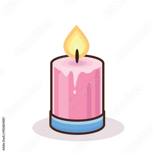 candle light illustration vector cartoon. pink candle. yellow candle. blue candle