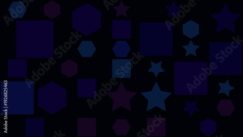 Geometric shapes pattern with colorful squares and stars.