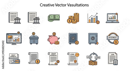 Collection of Financial and Business Icons.