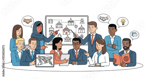 Diverse business team collaborating on project with creative ideas and solutions