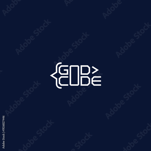 God code programming text logo.