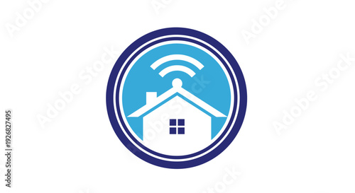 Smart Home Icon with Wifi Signal.