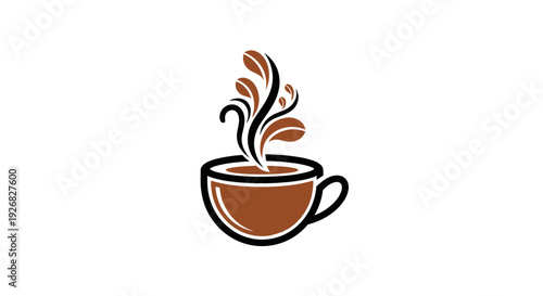 Steaming Coffee Cup Illustration Design Element.