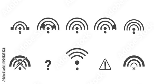 WiFi Signal Strength Icons Set.
