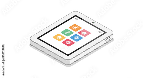 White Smartphone with Colorful App Icons Display.