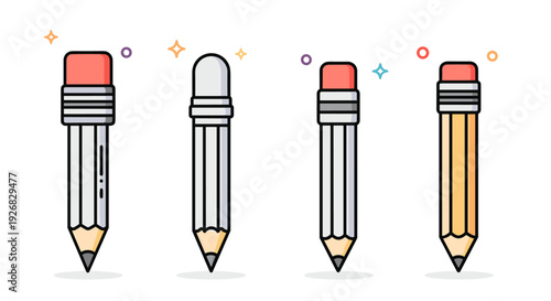 A set of colorful pencils in flat modern vector style, ideal for education and creative projects