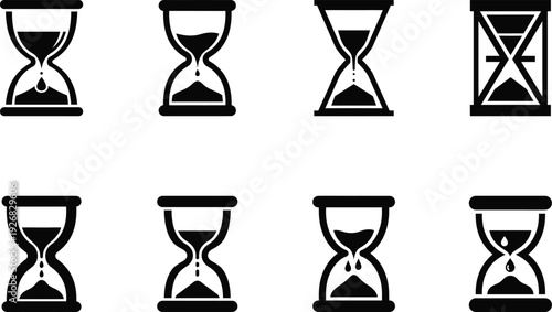 hourglass icon silhouette on white background