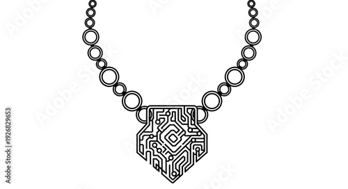 Elegant necklace with intricate geometric pendant and circular chain design.