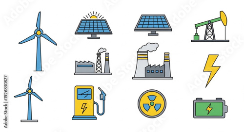 Diverse Energy Sources - Renewable and Non-Renewable Power Generation.