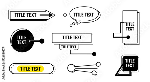 A collection of communication icons including arrows, text bubbles, and labels in minimalist outline vector style, ideal for user interface design