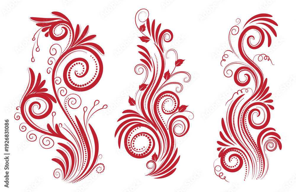 Fototapeta premium A red floral design with a flower design on it Victor Art Illustrations