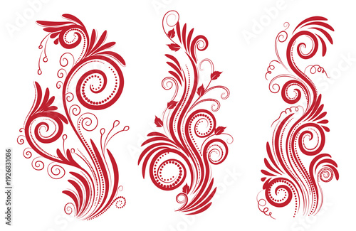 A red floral design with a flower design on it Victor Art Illustrations