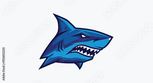 Blue Shark Mascot Head Illustration