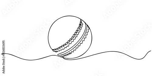 cricket ball continuous one line drawing, Cricket Ball One Line Drawing: Continuous Hand Drawn Sport Theme Object. professional cricket bat continuous single one line drawing art vector design, Single