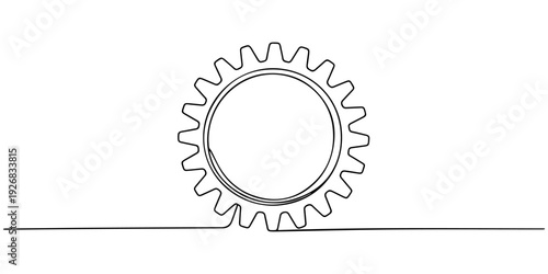 gear continuous one line drawing, Gears in one continuous line drawing. Continuous single line illustration of gears wheels. Two moving cog gear.one line icon illustration with white background