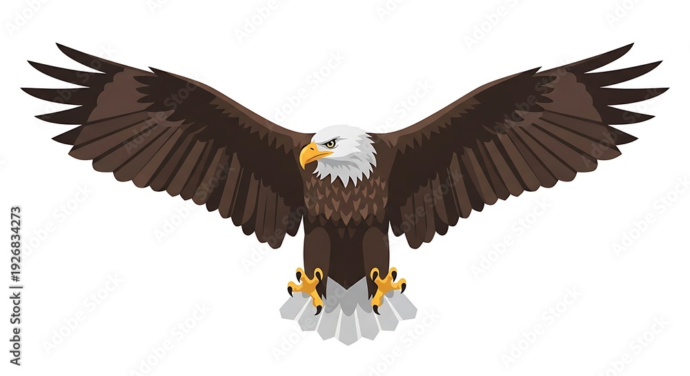 Obraz premium Bald Eagle Flying with Spread Wings.