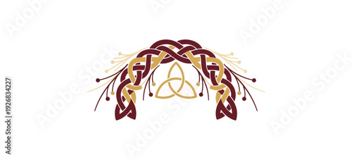 Celtic knot archway illustration on black background