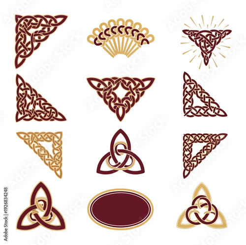 Celtic knot patterns on black background vector illustrations