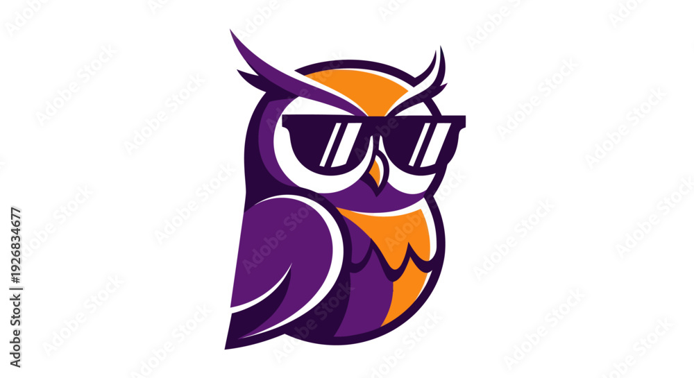 Obraz premium Stylized owl illustration wearing sunglasses for conceptual design