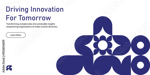 Driving innovation for tomorrow with data transformation for actionable insights and smarter decisions, featuring a modern abstract design