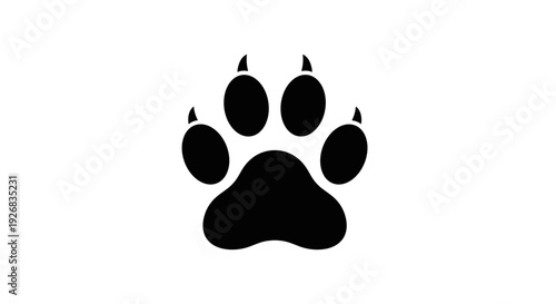 Black Animal Paw Print Silhouette Icon.