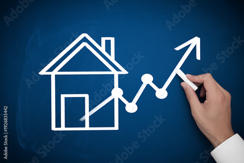 Rising home values are illustrated with a sketched house and upward trending graph.