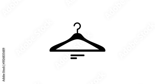 Black Coat Hanger Icon on White.