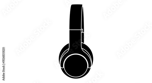 Black Headphones Simple Design Illustration.