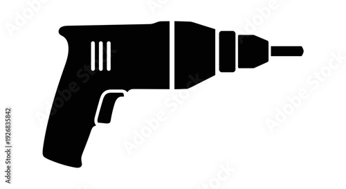 Black Electric Drill Silhouette Tool Equipment.