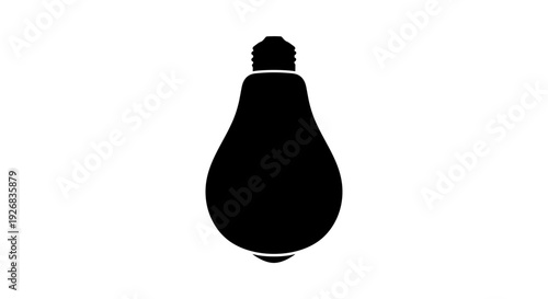 Black Light Bulb Silhouette Icon.