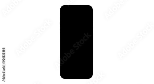 Black Mobile Phone Front View Silhouette.