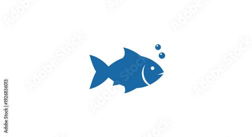 Blue Fish Illustration with Bubbles.