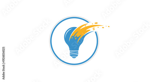 Blue Light Bulb with Bright Idea.