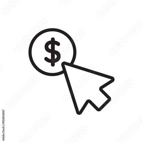 PPC Cost Per Click and Advertising Budget Line Icon