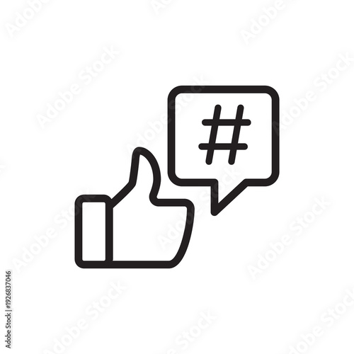 Trending Hashtag and Social Like Engagement Line Icon