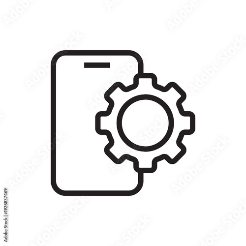 Mobile App Settings and Smartphone Optimization Line Icon