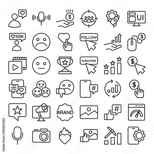 Mega Bundle SEO and Digital Marketing Line Icons