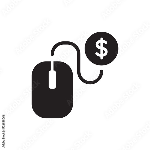 Paid Search Click and Monetization Strategy Solid Icon