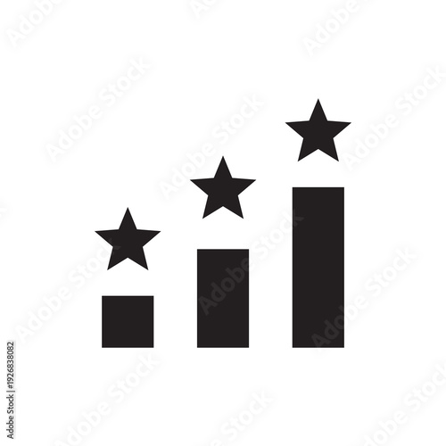Business Rating Stars and Progress Performance Solid Icon
