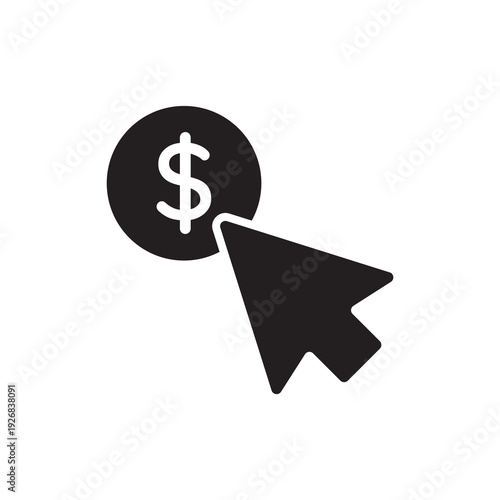 PPC Cost Per Click and Advertising Budget Solid Icon